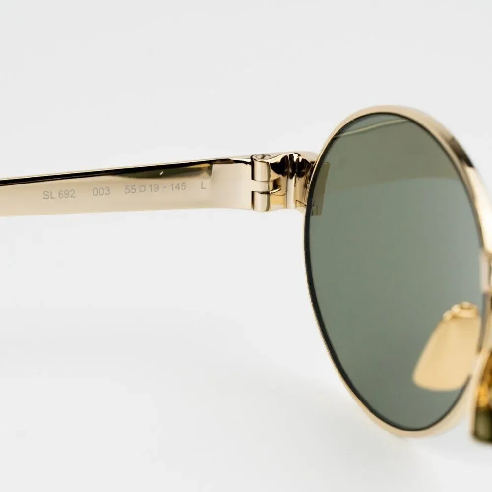 NEW Saint Laurent SL692 003 Gold Green Oval Women Sunglasses - Picture 14 of 15